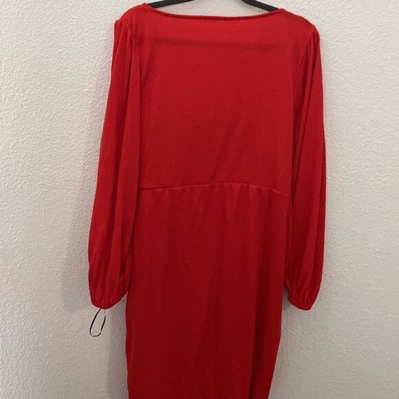 NWOT-Ava & Viv- Long Sleeve Wrap Dress in Hot red- Size XXL - Picture 6 of 7